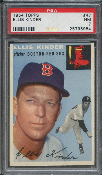 1954 TOPPS 47 ELLIS KINDER PSA NM 7