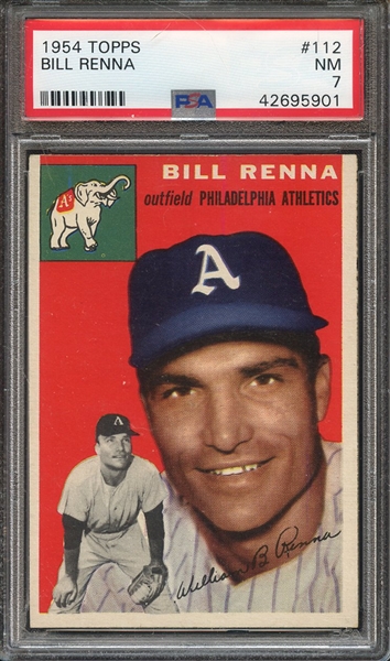 1954 TOPPS 112 BILL RENNA PSA NM 7