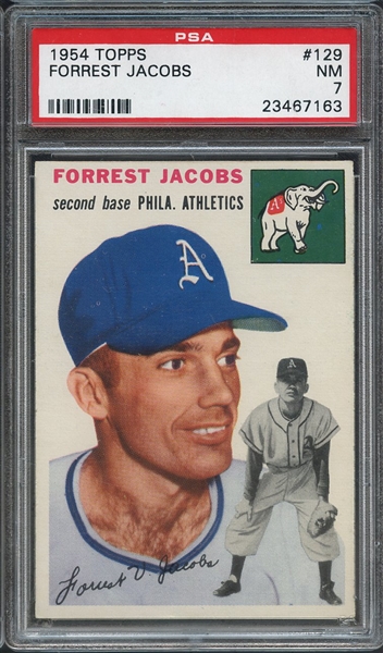 1954 TOPPS 129 FORREST JACOBS PSA NM 7