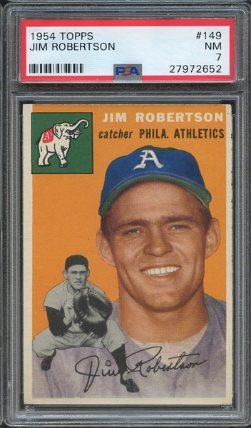 1954 TOPPS 149 JIM ROBERTSON PSA NM 7
