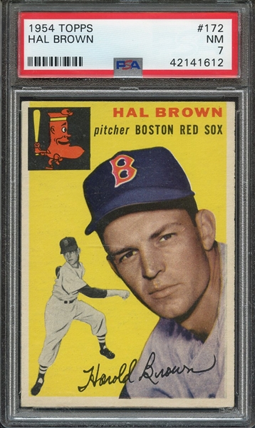 1954 TOPPS 172 HAL BROWN PSA NM 7