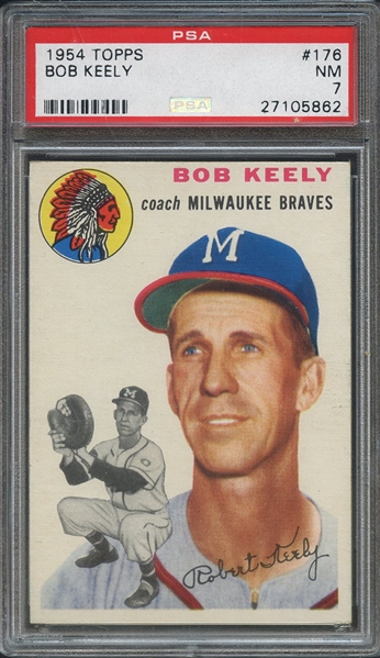 1954 TOPPS 176 BOB KEELY PSA NM 7