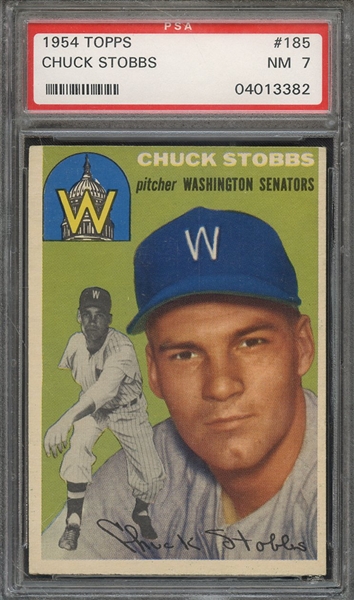 1954 TOPPS 185 CHUCK STOBBS PSA NM 7