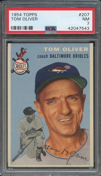 1954 TOPPS 207 TOM OLIVER PSA NM 7