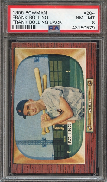 1955 BOWMAN 204 FRANK BOLLING FRANK BOLLING BACK PSA NM-MT 8