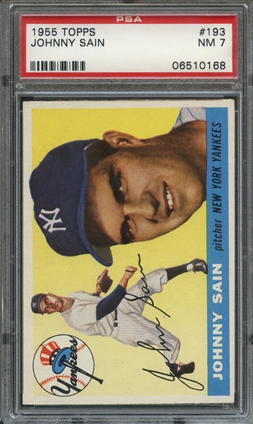 1955 TOPPS 193 JOHNNY SAIN PSA NM 7