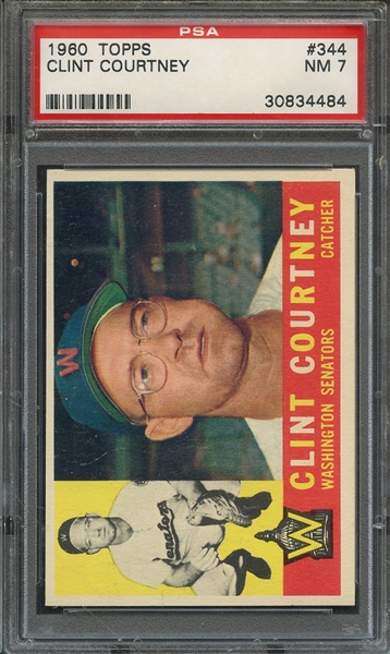 1960 TOPPS 344 CLINT COURTNEY PSA NM 7