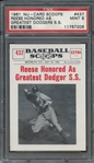 1961 NU-CARD SCOOPS 437 REESE HONORED AS GREATEST DODGERS S.S. PSA MINT 9