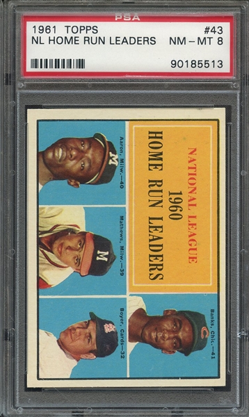 1961 TOPPS 43 NL HOME RUN LEADERS PSA NM-MT 8