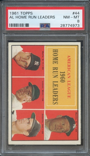 1961 TOPPS 44 AL HOME RUN LEADERS PSA NM-MT 8