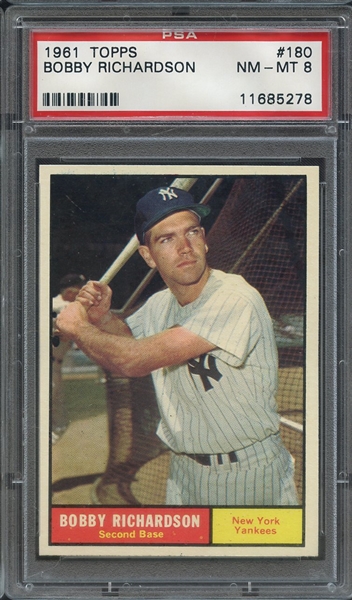 1961 TOPPS 180 BOBBY RICHARDSON PSA NM-MT 8