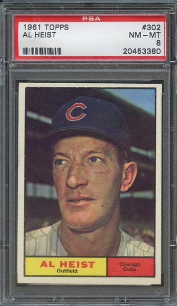 1961 TOPPS 302 AL HEIST PSA NM-MT 8