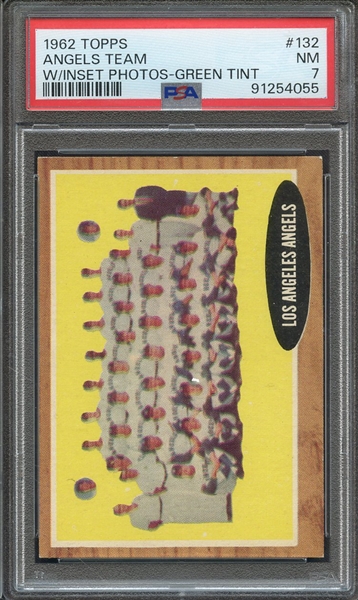 1962 TOPPS 132 ANGELS TEAM W/INSET PHOTOS-GREEN TINT PSA NM 7