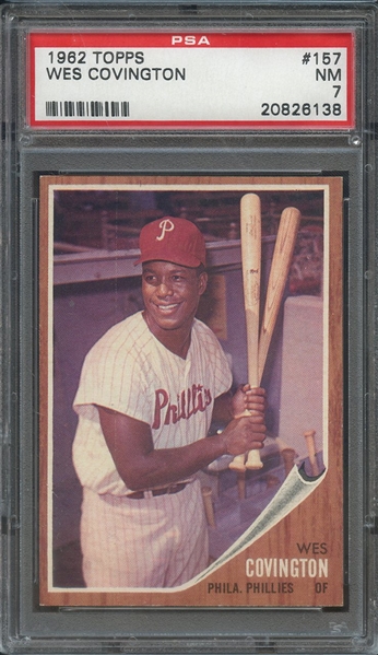 1962 TOPPS 157 WES COVINGTON PSA NM 7