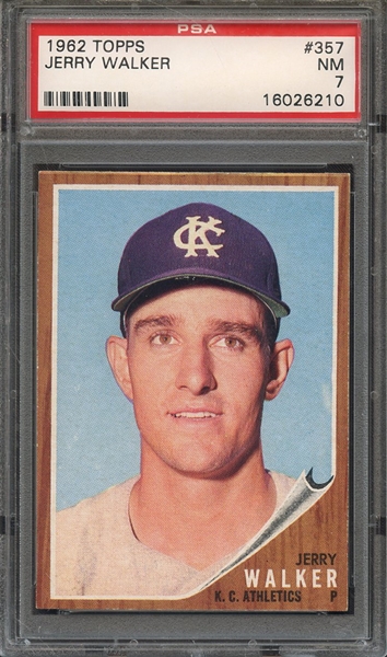 1962 TOPPS 357 JERRY WALKER PSA NM 7