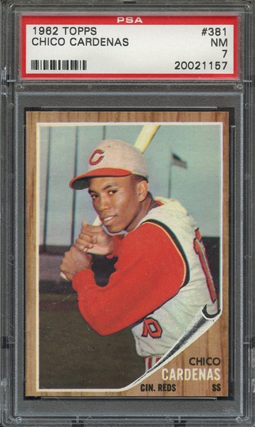 1962 TOPPS 381 CHICO CARDENAS PSA NM 7