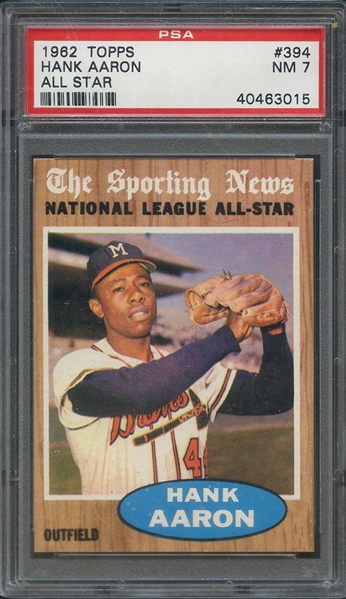1962 TOPPS 394 HANK AARON ALL STAR PSA NM 7