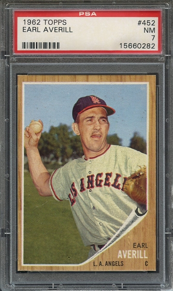 1962 TOPPS 452 EARL AVERILL PSA NM 7