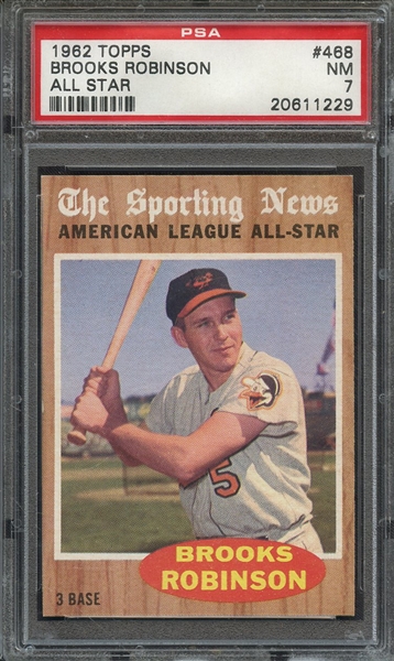 1962 TOPPS 468 BROOKS ROBINSON ALL STAR PSA NM 7