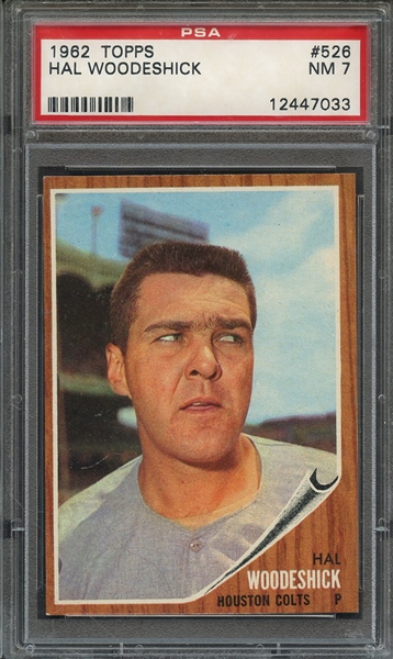 1962 TOPPS 526 HAL WOODESHICK PSA NM 7