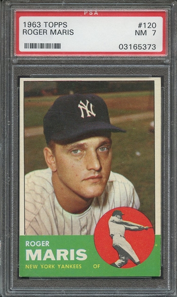 1963 TOPPS 120 ROGER MARIS PSA NM 7