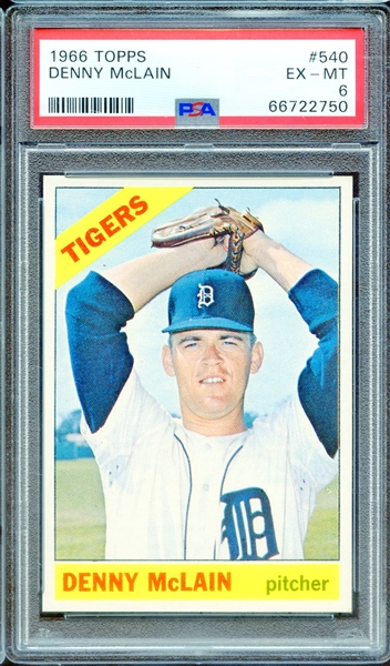 1966 TOPPS 540 DENNY McLAIN PSA EX-MT 6