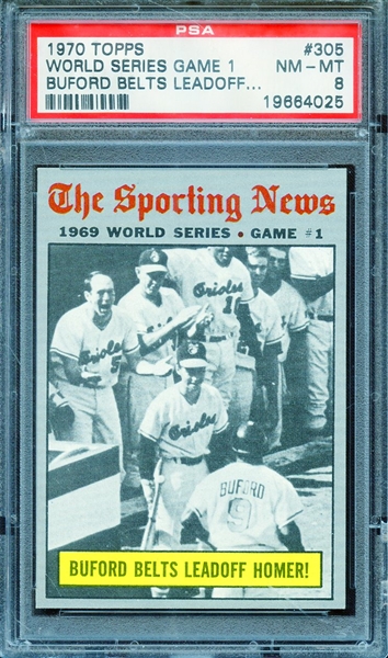 1970 TOPPS 305 WORLD SERIES GAME 1 BUFORD BELTS LEADOFF... PSA NM-MT 8