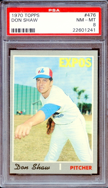 1970 TOPPS 476 DON SHAW PSA NM-MT 8