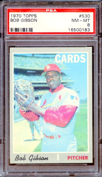 1970 TOPPS 530 BOB GIBSON PSA NM-MT 8