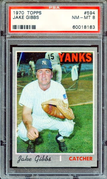 1970 TOPPS 594 JAKE GIBBS PSA NM-MT 8