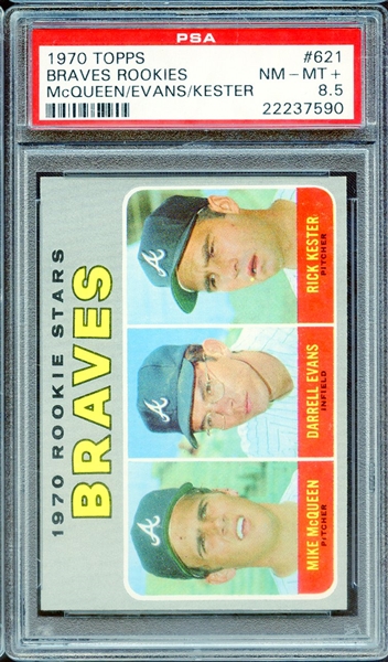 1970 TOPPS 621 BRAVES ROOKIES McQUEEN/EVANS/KESTER PSA NM-MT+ 8.5