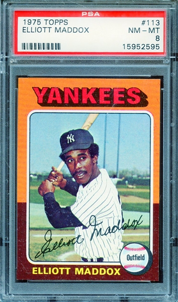 1975 TOPPS 113 ELLIOTT MADDOX PSA NM-MT 8