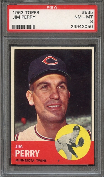 1963 TOPPS 535 JIM PERRY PSA NM-MT 8