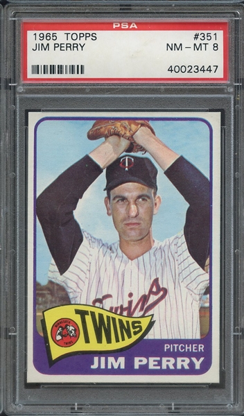 1965 TOPPS 351 JIM PERRY PSA NM-MT 8
