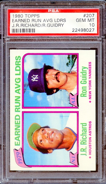 1980 TOPPS 207 EARNED RUN AVG LDRS J.R.RICHARD/R.GUIDRY PSA GEM MT 10