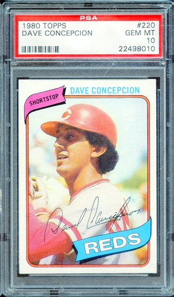 1980 TOPPS 220 DAVE CONCEPCION PSA GEM MT 10 * CRACKED CASE *