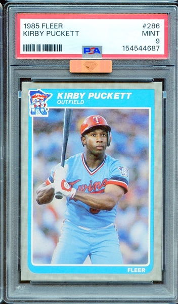 1985 FLEER 286 KIRBY PUCKETT PSA MINT 9 MBA BRONZE
