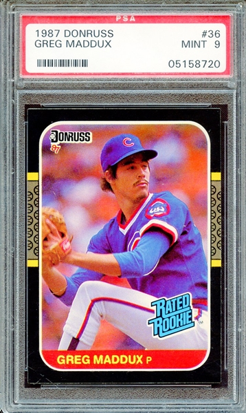 1987 DONRUSS 36 GREG MADDUX PSA MINT 9
