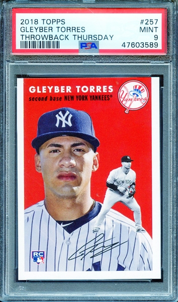 2018 TOPPS THROWBACK THURSDAY 257 GLEYBER TORRES THROWBACK THURSDAY PSA MINT 9