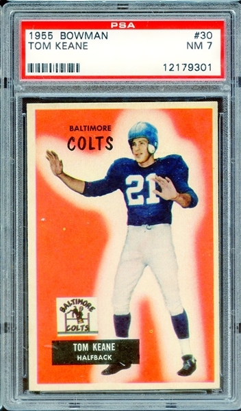 1955 BOWMAN 30 TOM KEANE PSA NM 7