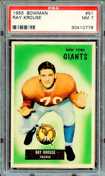 1955 BOWMAN 51 RAY KROUSE PSA NM 7