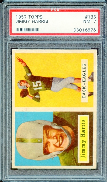 1957 TOPPS 135 JIMMY HARRIS PSA NM 7