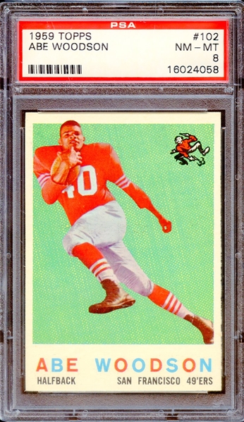1959 TOPPS 102 ABE WOODSON PSA NM-MT 8