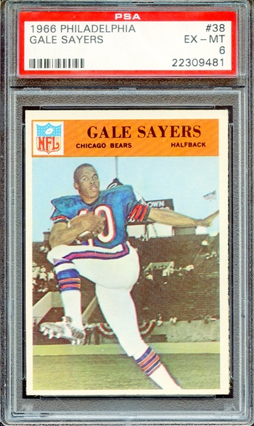 1966 PHILADELPHIA 38 GALE SAYERS PSA EX-MT 6