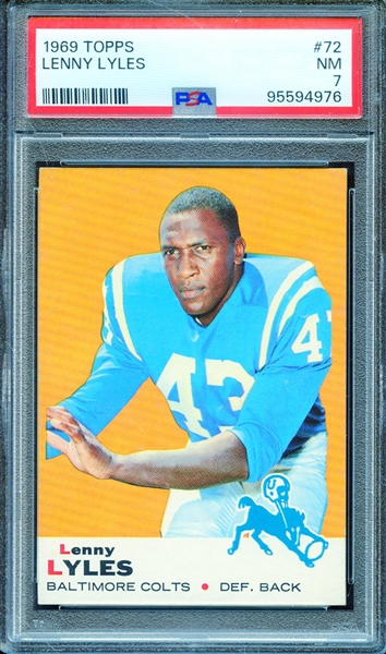 1969 TOPPS 72 LENNY LYLES PSA NM 7