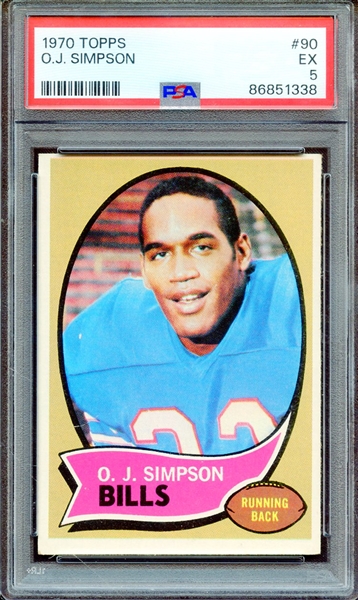 1970 TOPPS 90 O.J. SIMPSON PSA EX 5