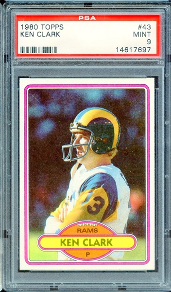 1980 TOPPS 43 KEN CLARK PSA MINT 9