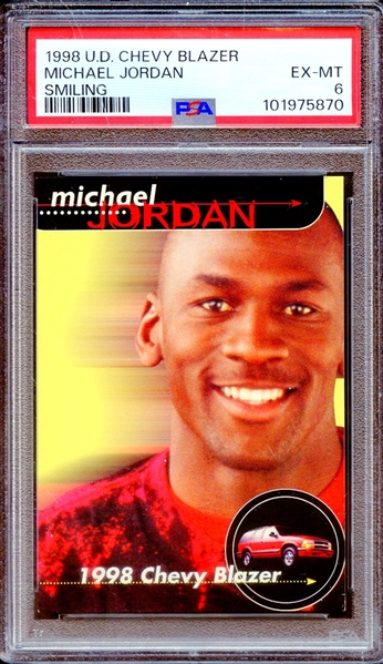 1998 UPPER DECK CHEVY BLAZER MICHAEL JORDAN SMILING PSA EX-MT 6