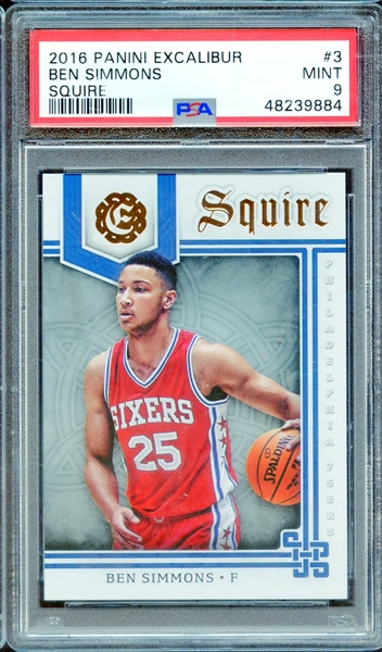 2016 PANINI EXCALIBUR SQUIRE 3 BEN SIMMONS SQUIRE PSA MINT 9