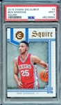 2016 PANINI EXCALIBUR SQUIRE 3 BEN SIMMONS SQUIRE PSA MINT 9
